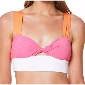Sanctuary Block Party Over-The-Shoulder Bikini Crop Top White Multi Size X-Large